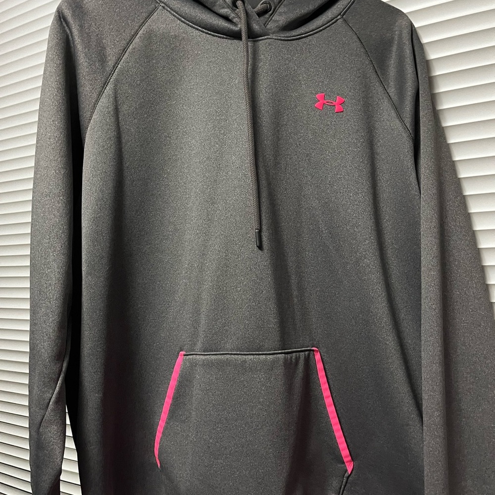 Grey and pink under armor hoodie size xl